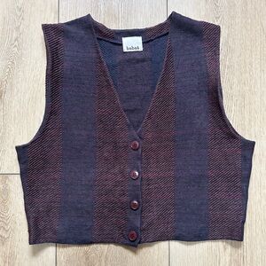 Babaa Striped Vest in Navy and Burgundy